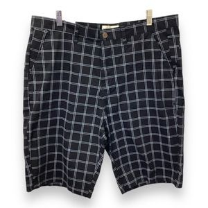 Hudson & Barrow Mens 10” Flat Front Check Casual Short, Black, size 38